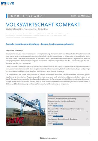 29. März 2023: Deutsche Investitionszurückhaltung – Bessere Anreize werden gebraucht