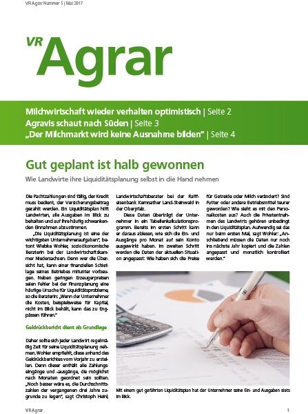 Aktuelle Ausgabe von VR Agrar 